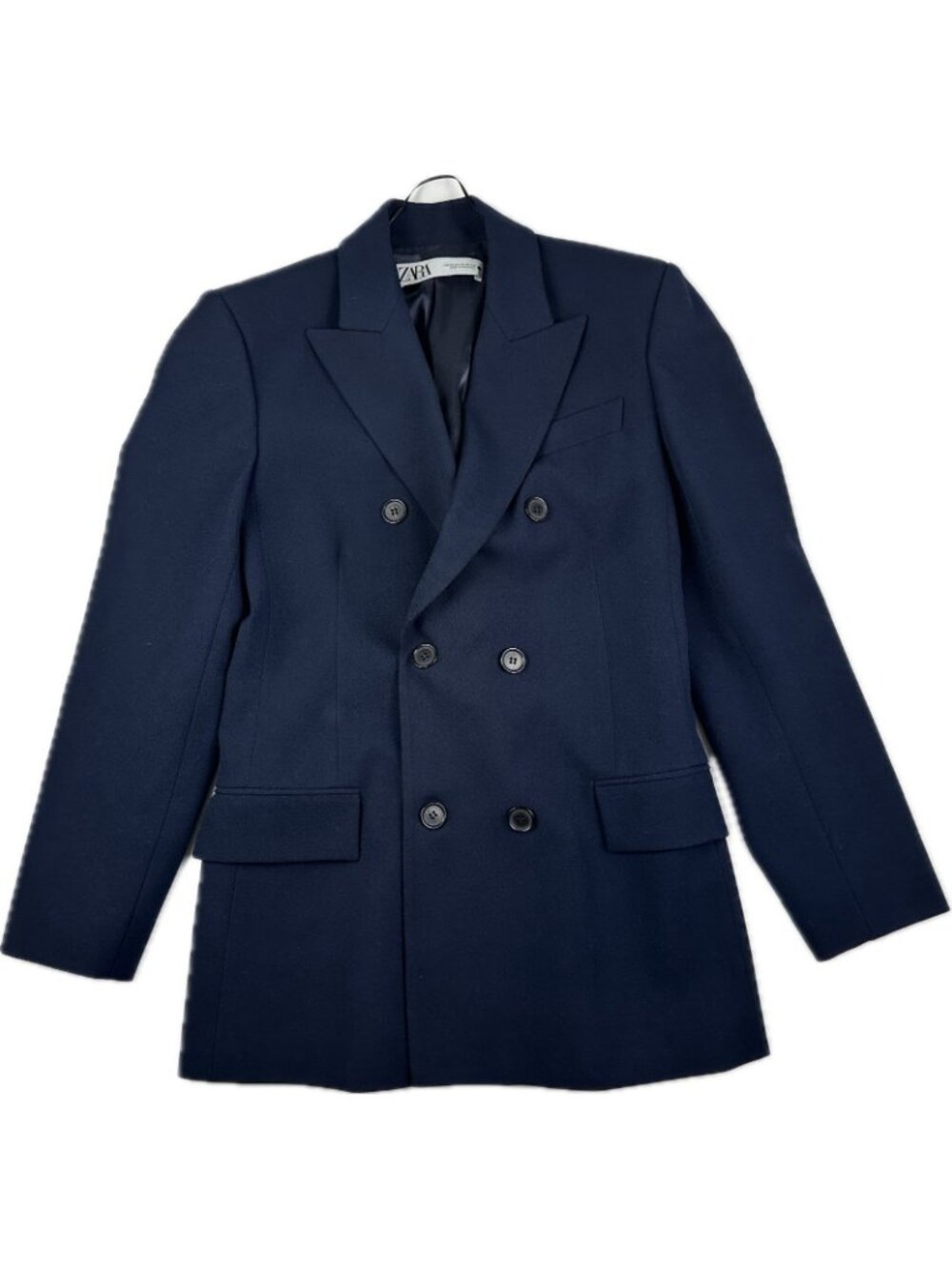 Zara Women’s Navy Blue Tailored Double Breasted Blazer Jacket Size XS - Picture 3 of 11